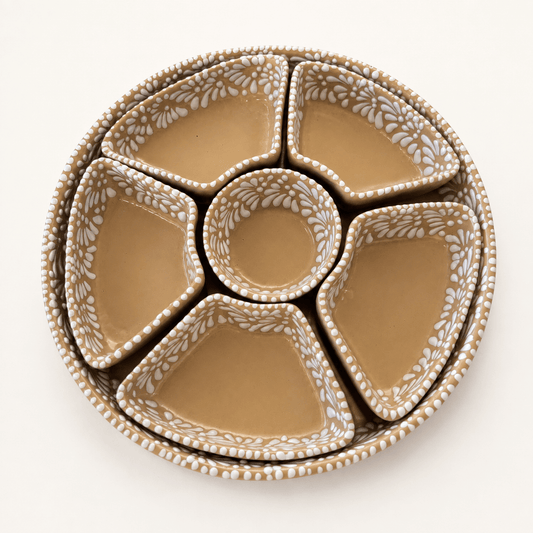 Botanero de Cerámica de Talavera Poblana | Cerámica Artesanal Pintada a Mano (7 Piezas) - MAREY.MX - Plato