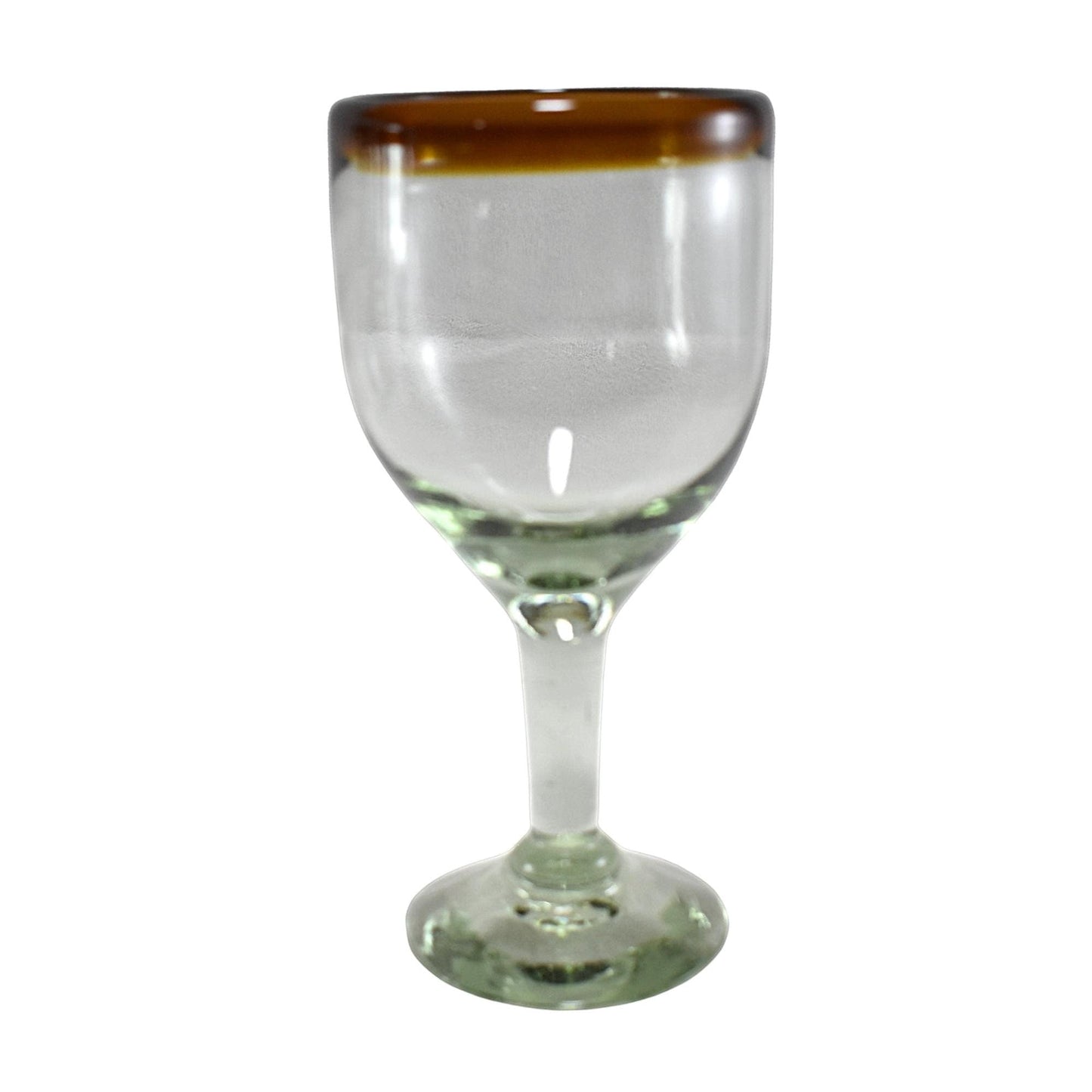 Copas de Vino | Set de 6 Piezas | | Vidrio Soplado | Artesanal (Filo Ámbar, 12 Fl. Oz.) - MAREY -