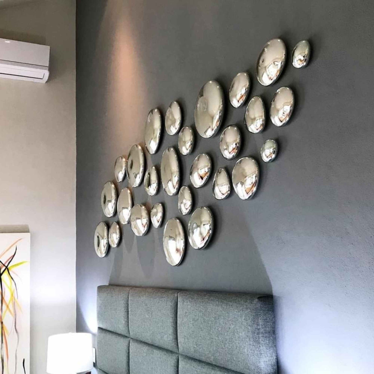 Mural de Piedras de Vidrio Soplado | Decoración de Muro | Hecho en México | (Plateadas, 8 - 30 cm.) - MAREY -