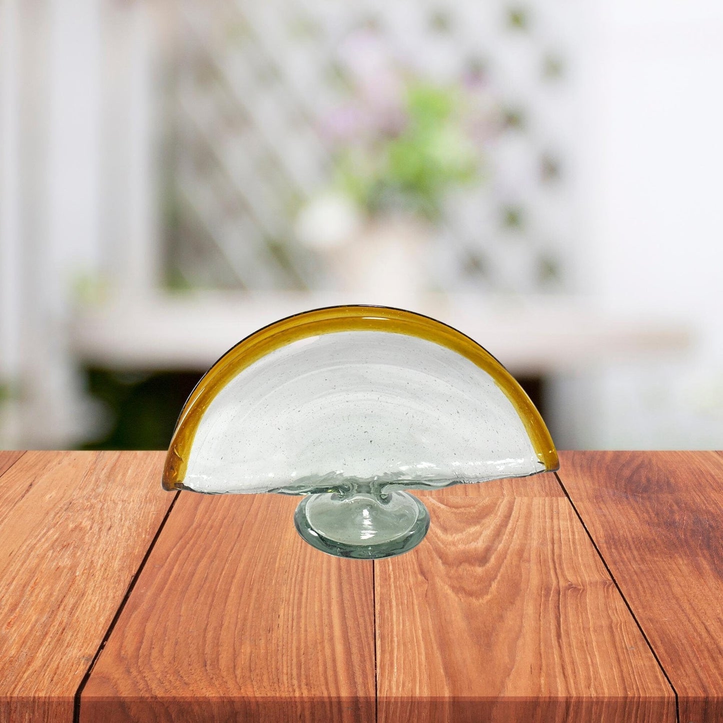 Servilletero de Vidrio Soplado Hecho a Mano | 1 Pieza | (Filo Ámbar) - MAREY -