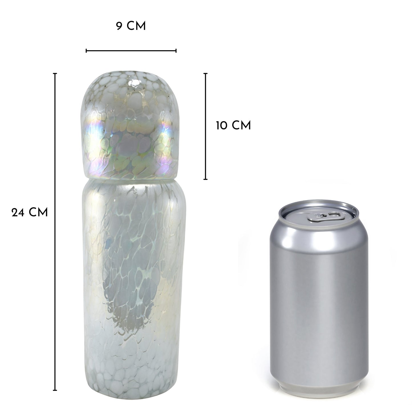 Set Jarra & Vaso | Carafe | Botella Polka | Jarra de Noche | Vidrio Soplado Artesanalmente en México | (Pearly, 1 Lt.) - MAREY - Water Bottle