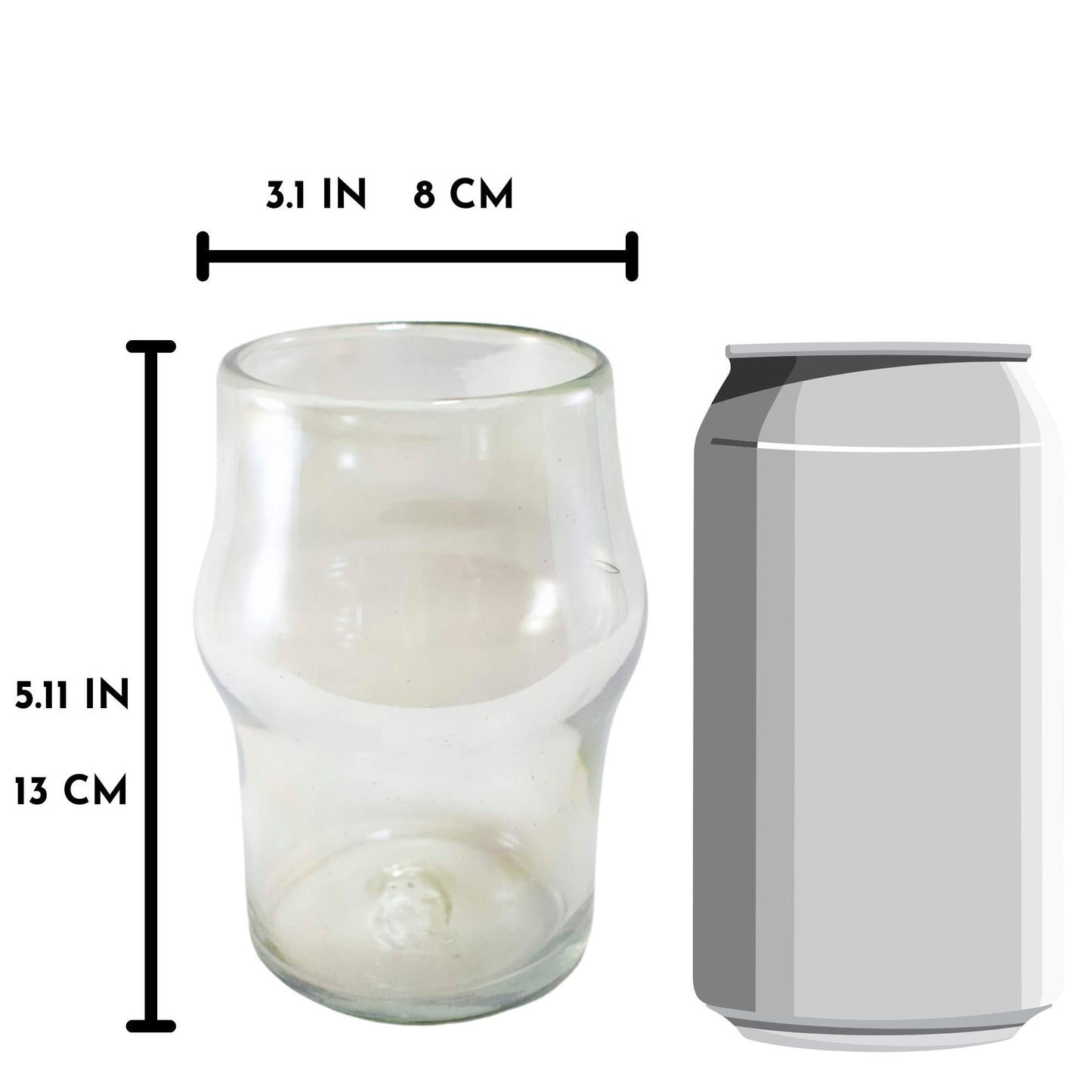 Vaso Cervecero de Vidrio Soplado | Set de 6 Piezas | Hechos Artesanalmente en México | (Pearly, Cerveza 16 Oz.) - MAREY - Glasses