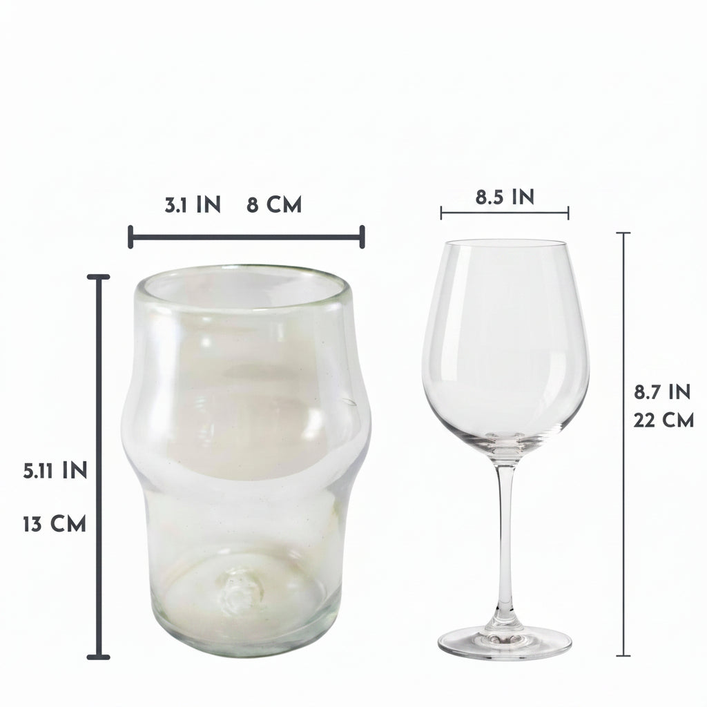 Vaso Cervecero de Vidrio Soplado | Set de 6 Piezas | Hechos Artesanalmente en México | (Pearly, Cerveza 16 Oz.) - MAREY - Glasses