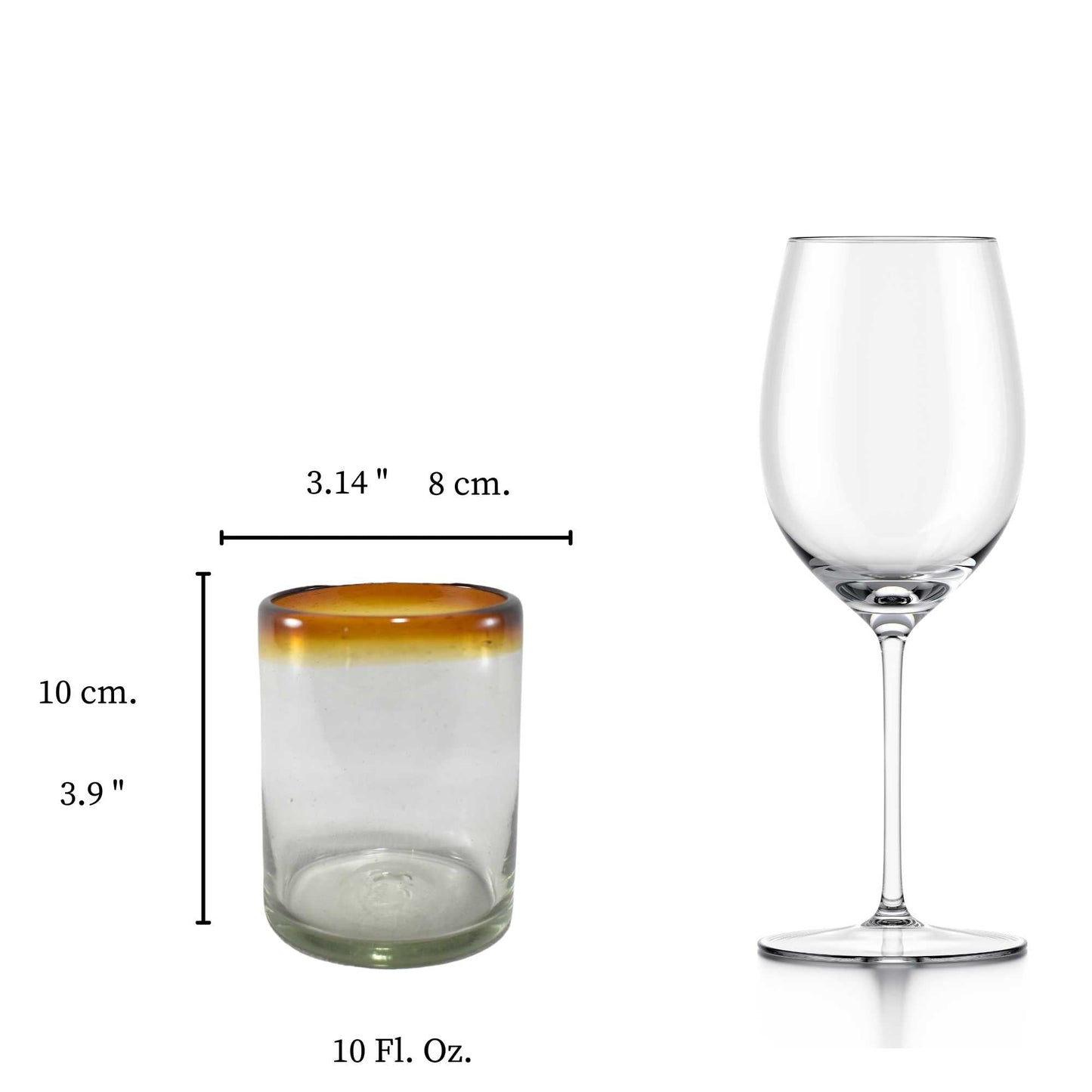 Vasos de Vidrio Soplado | Hechos Artesanalmente en México | (Posta Ámbar, Old Fashioned 10 Oz.) - MAREY - Vaso