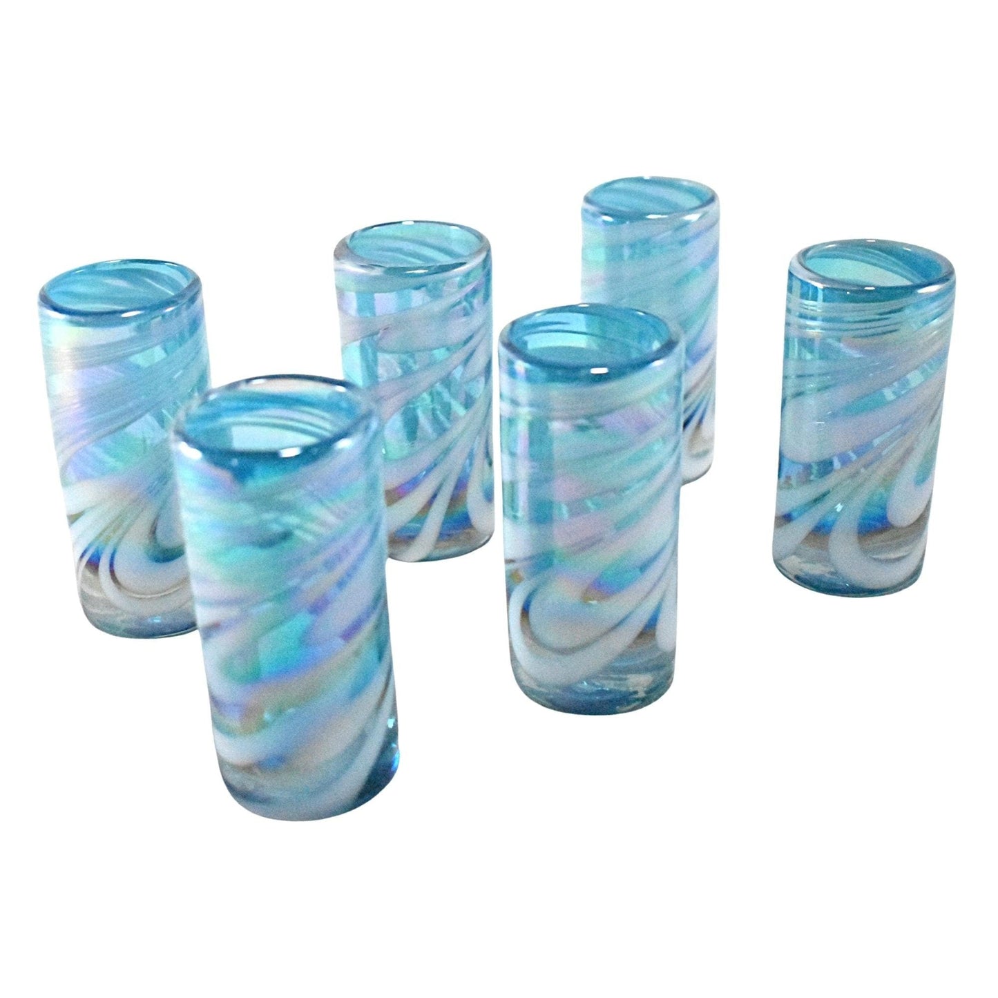 Vasos Tequileros | Vidrio Soplado Artesanalmente en México | Set de 6 Piezas | (Poseidon, 2 Oz.) - MAREY -
