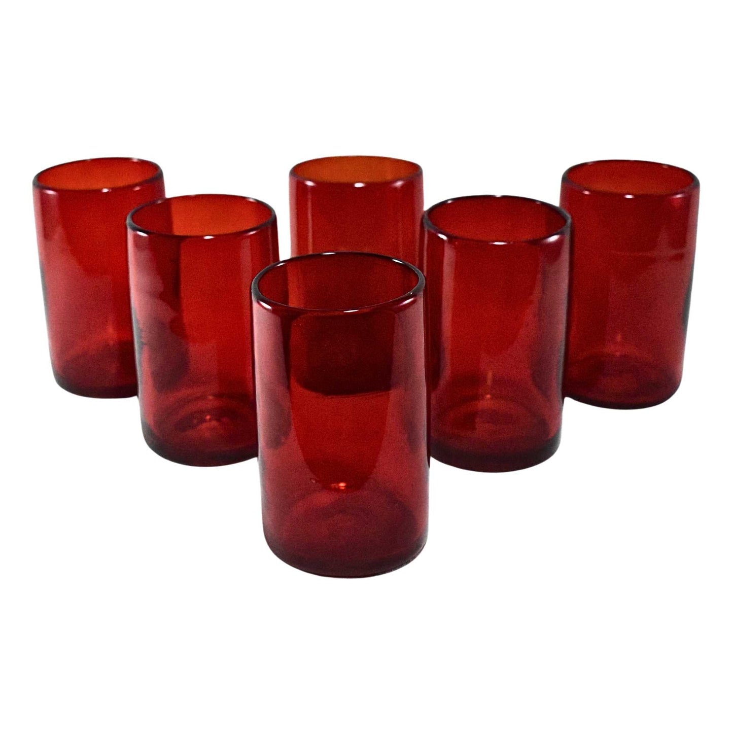 Vasos Vidrio Soplado Para Agua | Hechos Artesanalmente en México | (Rojo, Agua 16 Oz.) - MAREY - drinking glasses