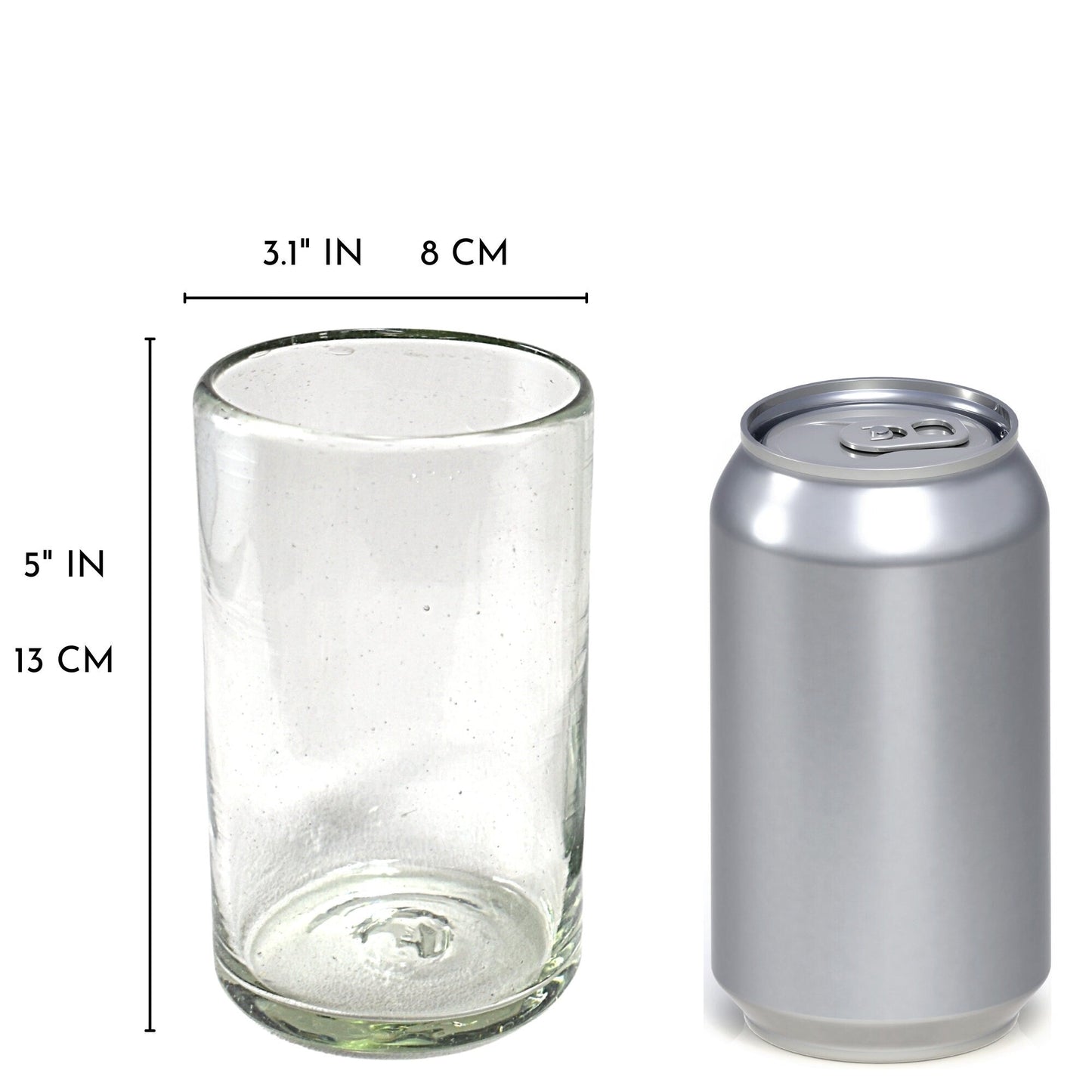 Vasos Vidrio Soplado Para Agua | Set de 6 Piezas | Hechos Artesanalmente en México | (Natural, Agua 16 Oz.) - MAREY -