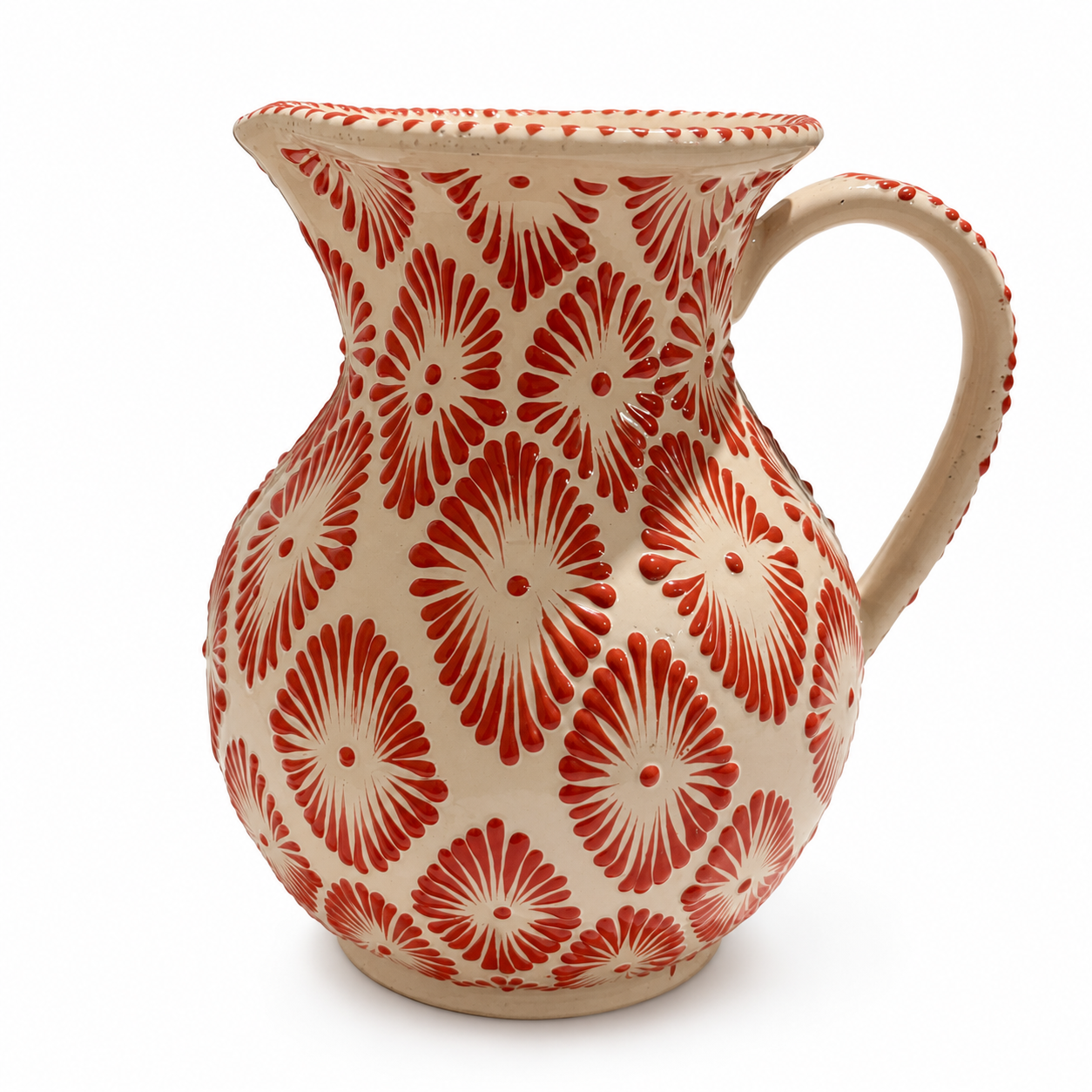 Hand-Painted Artisan Talavera Poblana Ceramic Water Pitcher