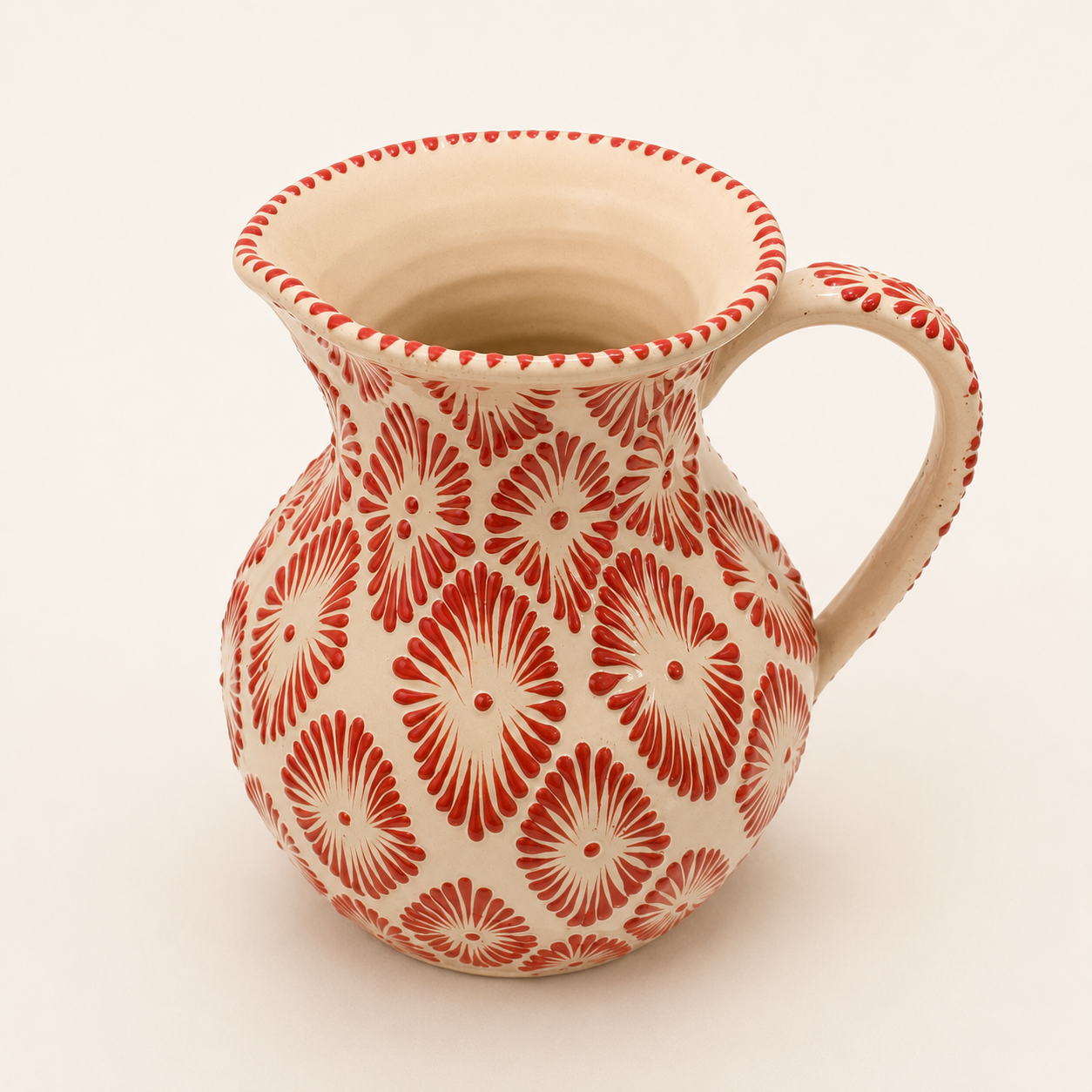 Hand-Painted Artisan Talavera Poblana Ceramic Water Pitcher