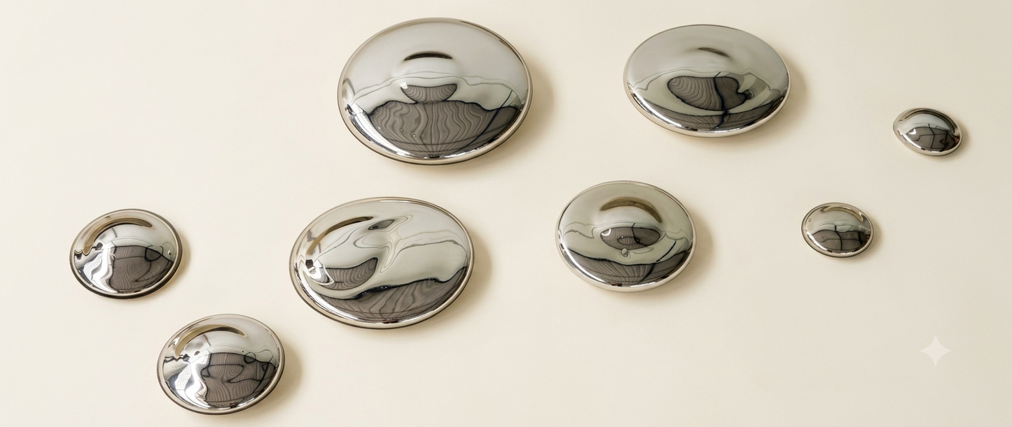 Blown Glass Stone Mural | Wall Decor | Made in Mexico | (Silver, 8 - 30 cm.)