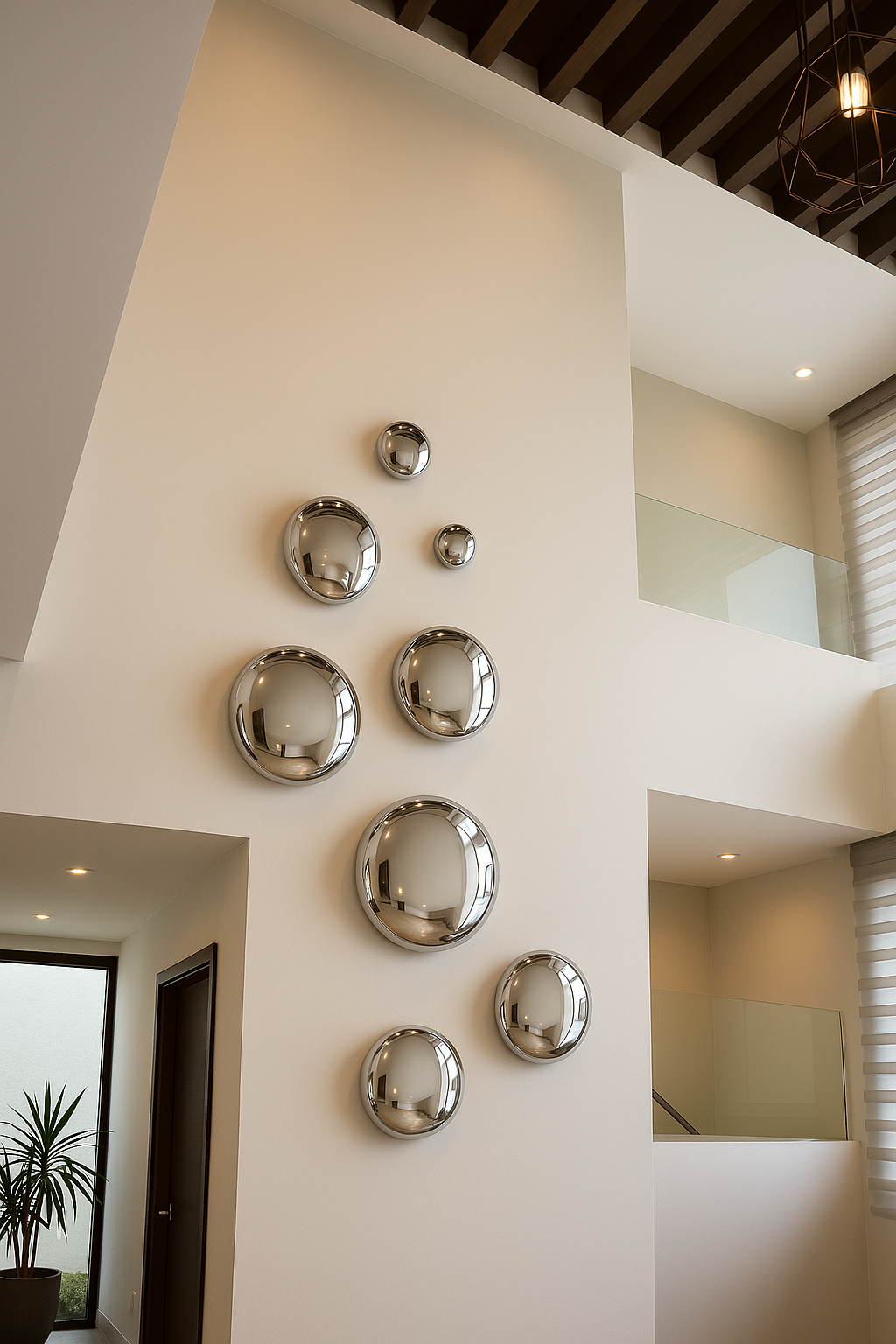 Blown Glass Stone Mural | Wall Decor | Made in Mexico | (Silver, 8 - 30 cm.)