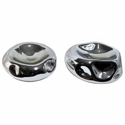 Irregular Handblown Glass Stone Wall Art | Wall Decor | Made in Mexico | (Irregular Silver, 8 - 30 cm.) - MAREY