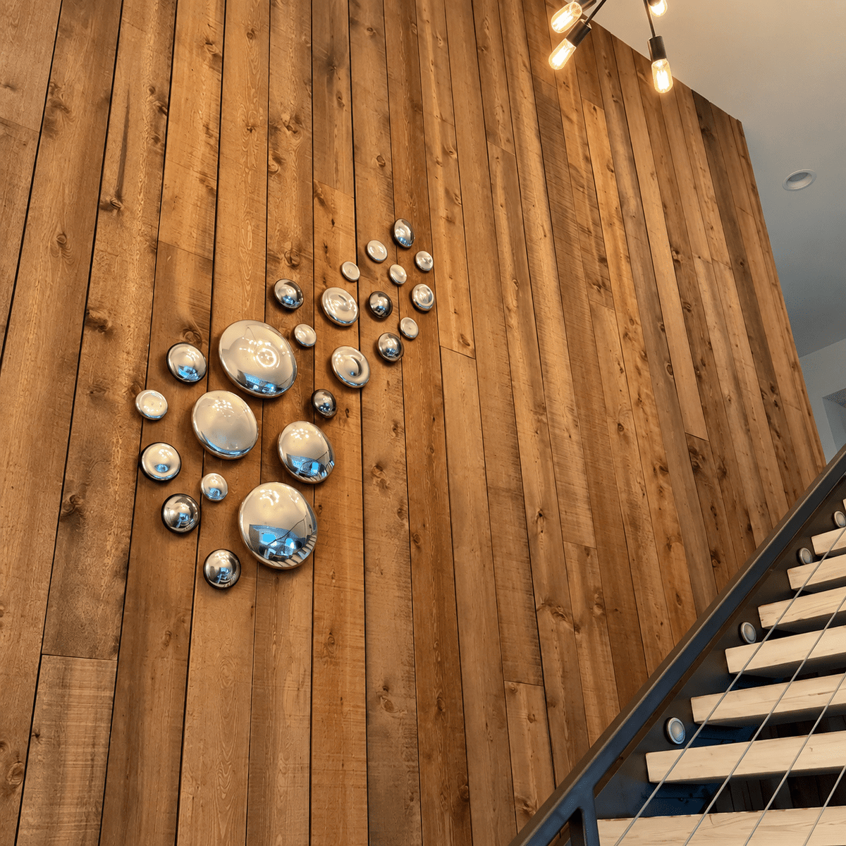 Mural de Piedras Plateadas de Vidrio Soplado | Decoración de Muro | Hecho en México | (Set de 8 Piezas) - MAREY.MX -