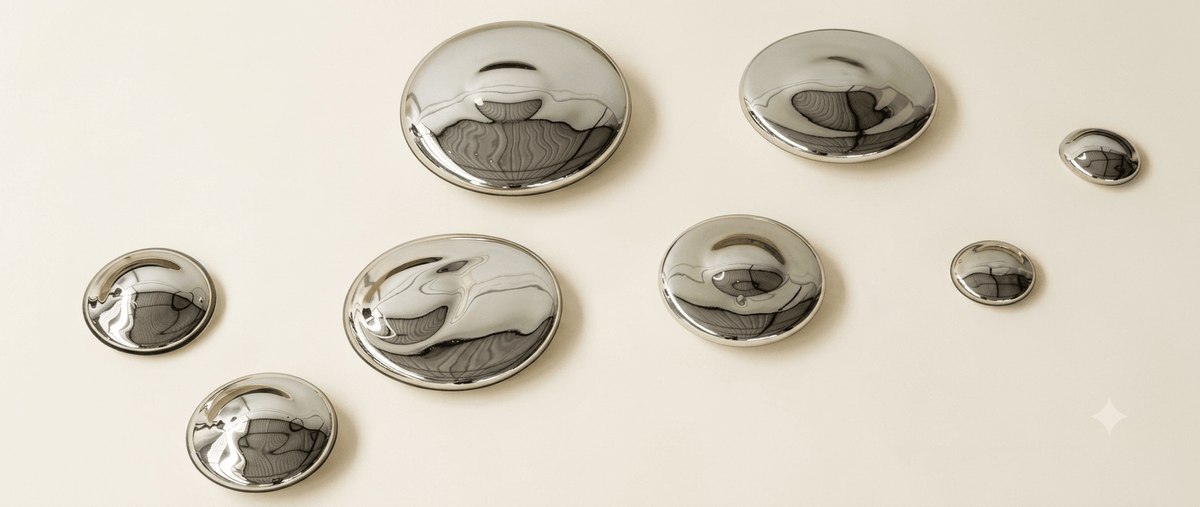 Mural de Piedras Plateadas de Vidrio Soplado | Decoración de Muro | Hecho en México | (Set de 8 Piezas) - MAREY -
