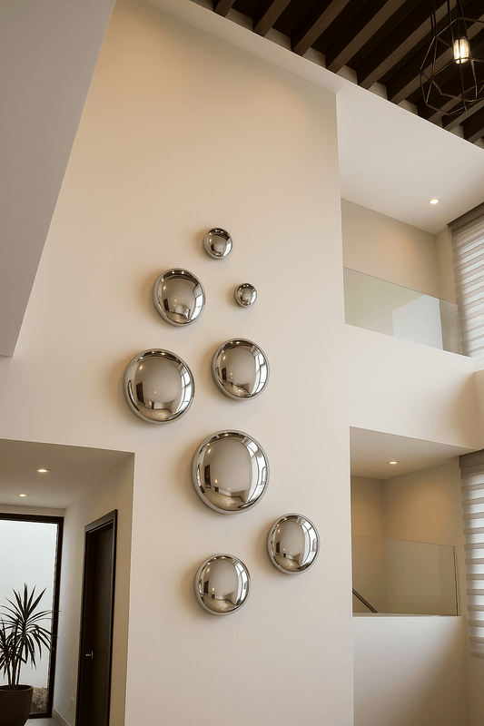 Mural de Piedras Plateadas de Vidrio Soplado | Decoración de Muro | Hecho en México | (Set de 8 Piezas) - MAREY -