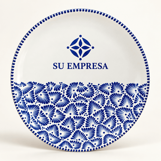 Plato de Talavera Poblana Azul Pintado a Mano - MAREY.MX - Plato