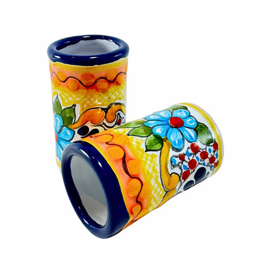 Tequileros de Cerámica de Talavera 100% Artesanal (Colonial, 2 Oz.) - MAREY - Vaso Tequilero