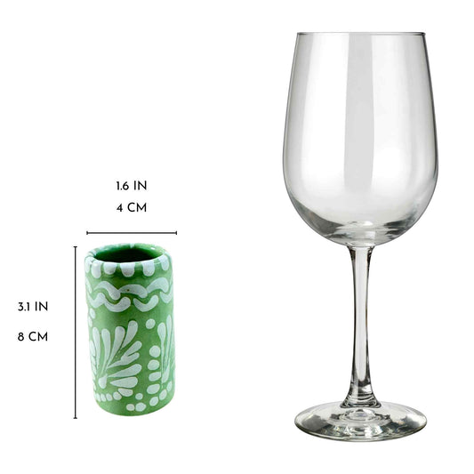Tequileros de Cerámica de Talavera 100% Artesanal (Menta, 2 Oz.) - MAREY - Vaso Tequilero