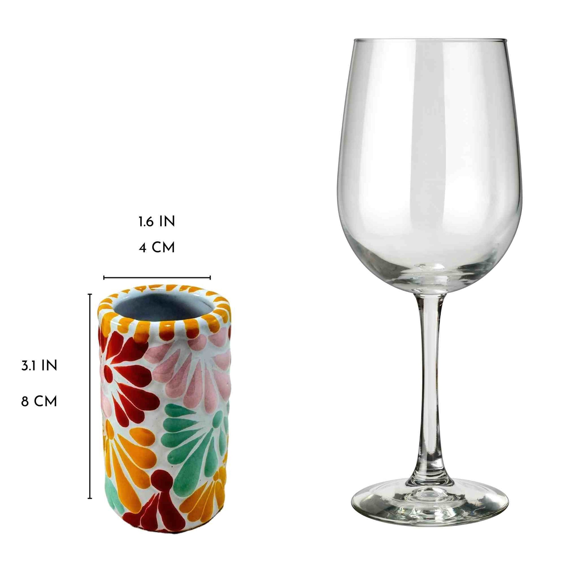 Tequileros de Cerámica de Talavera 100% Artesanal (Multicolor, 2 Oz.) - MAREY - Vaso Tequilero