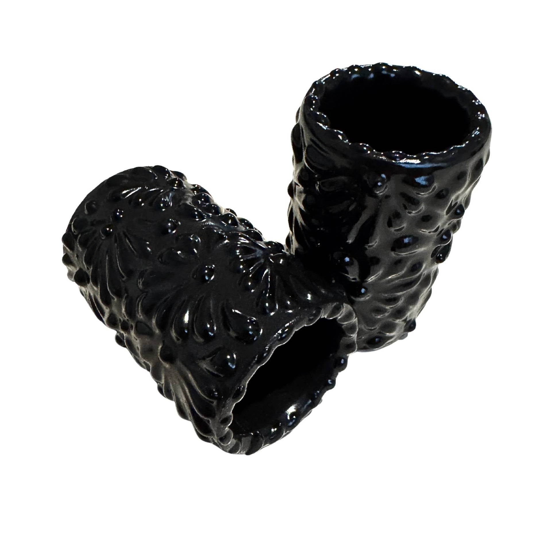 Tequileros de Cerámica de Talavera 100% Artesanal (Negro, 2 Oz.) - MAREY - Vaso Tequilero