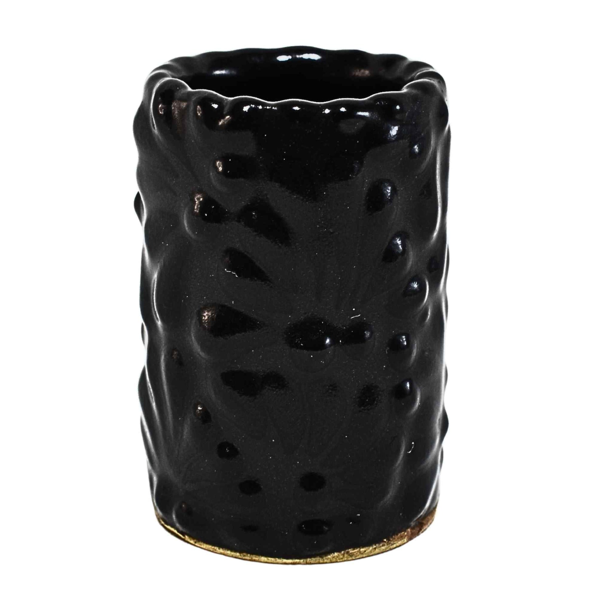 Tequileros de Cerámica de Talavera 100% Artesanal (Negro, 2 Oz.) - MAREY - Vaso Tequilero