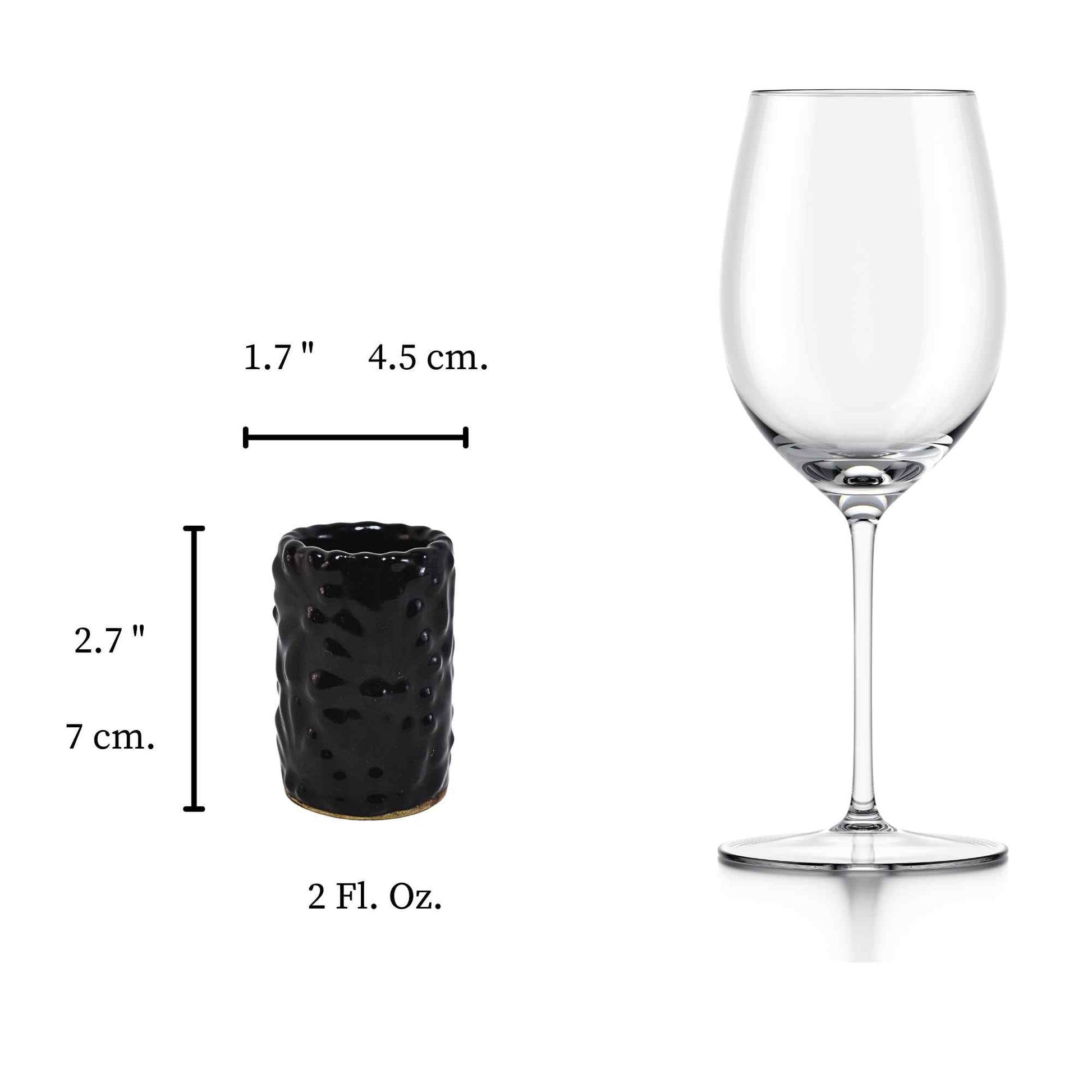 Tequileros de Cerámica de Talavera 100% Artesanal (Negro, 2 Oz.) - MAREY - Vaso Tequilero