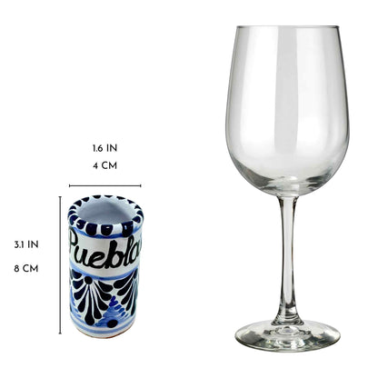 Talavera Shot Glasses 100% Handmade (Puebla, 2 Oz.) - MAREY - Tequila Shot Glass