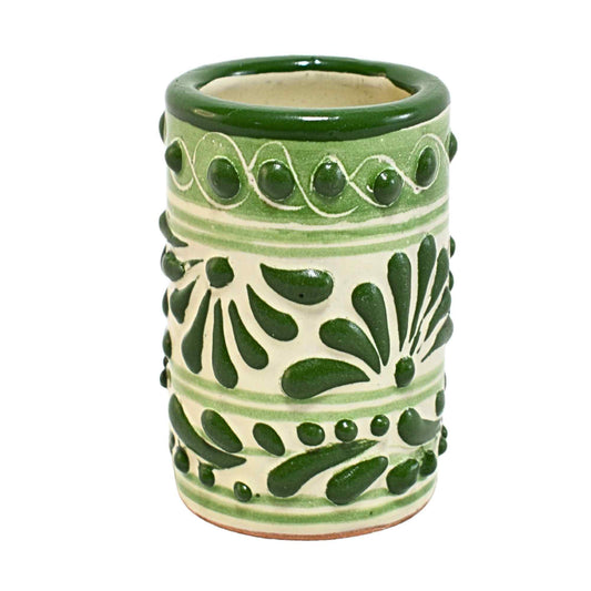 Tequileros de Cerámica de Talavera 100% Artesanal (Verde, 2 Oz.) - MAREY - Vaso Tequilero