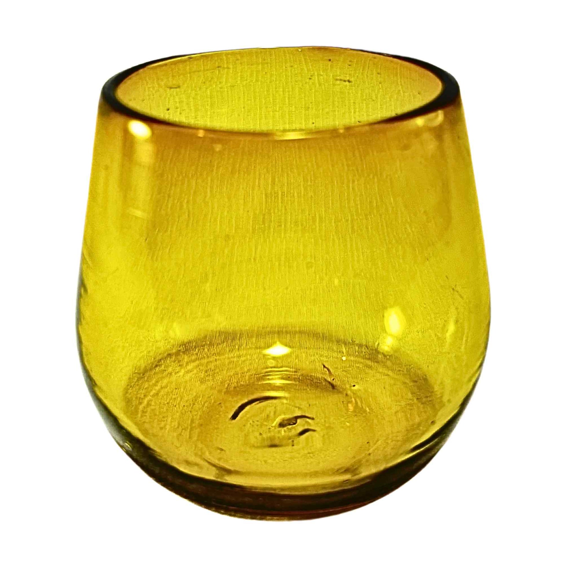 Vaso Stemless | Set de 6 Piezas | Hechos Artesanalmente en México (Ámbar, 14 Oz.) - MAREY - Vaso
