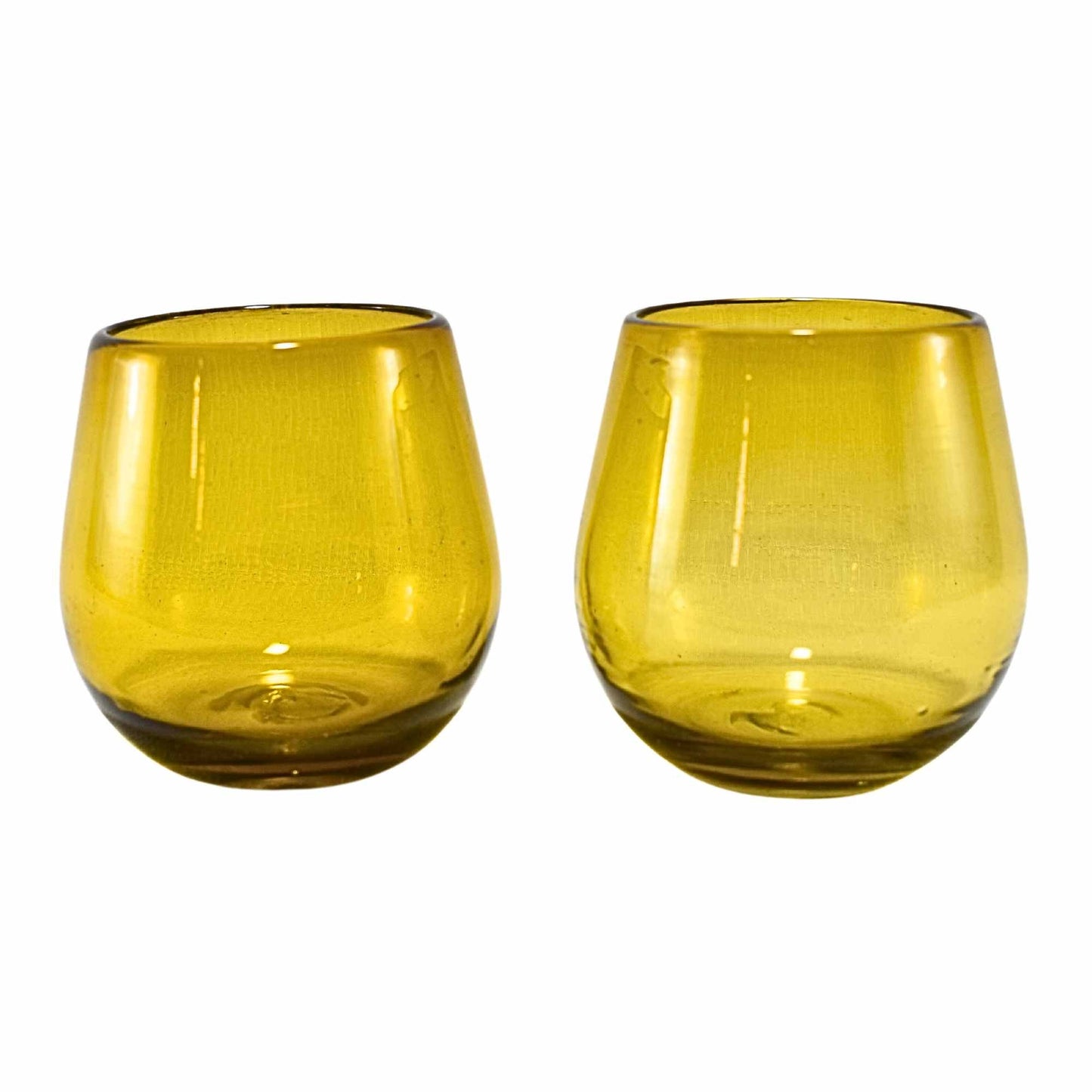 Vaso Stemless | Set de 6 Piezas | Hechos Artesanalmente en México (Ámbar, 14 Oz.) - MAREY - Vaso