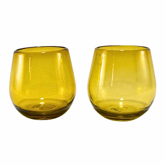Vaso Stemless | Set de 6 Piezas | Hechos Artesanalmente en México (Ámbar, 14 Oz.) - MAREY - Vaso