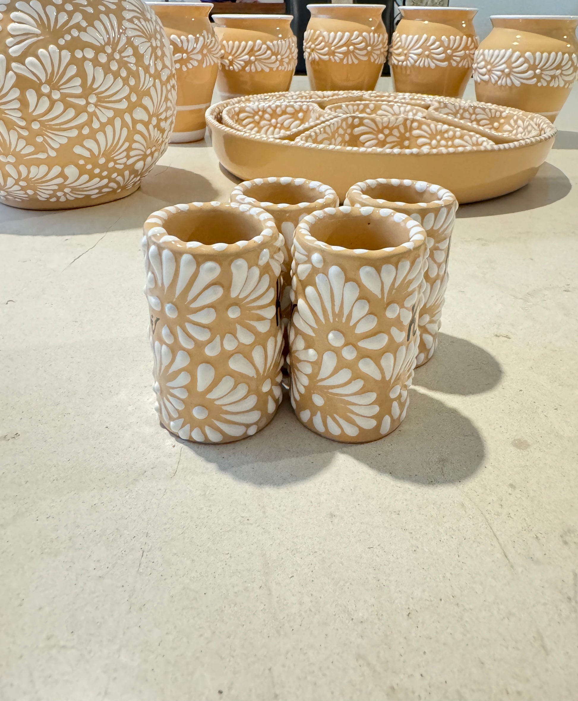 Vasos Tequileros | Cerámica de Talavera | 100% Artesanal | (Personalizable, 2 Oz.) - MAREY - Vaso Tequilero
