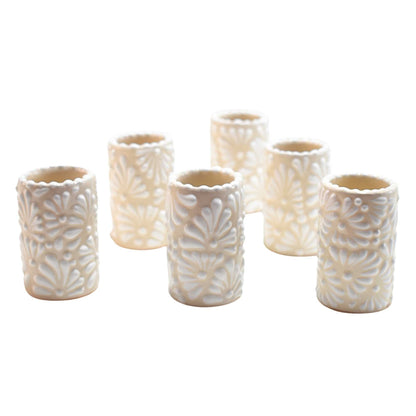 Tequila Shot Glasses | Talavera Pottery | (White/Cream, 2 Oz.) - MAREY - Tequila Shot Glass