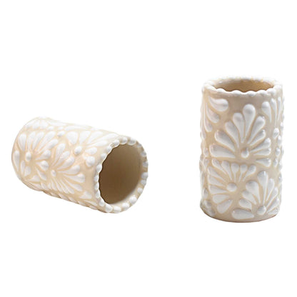 Tequila Shot Glasses | Talavera Pottery | (White/Cream, 2 Oz.) - MAREY - Tequila Shot Glass