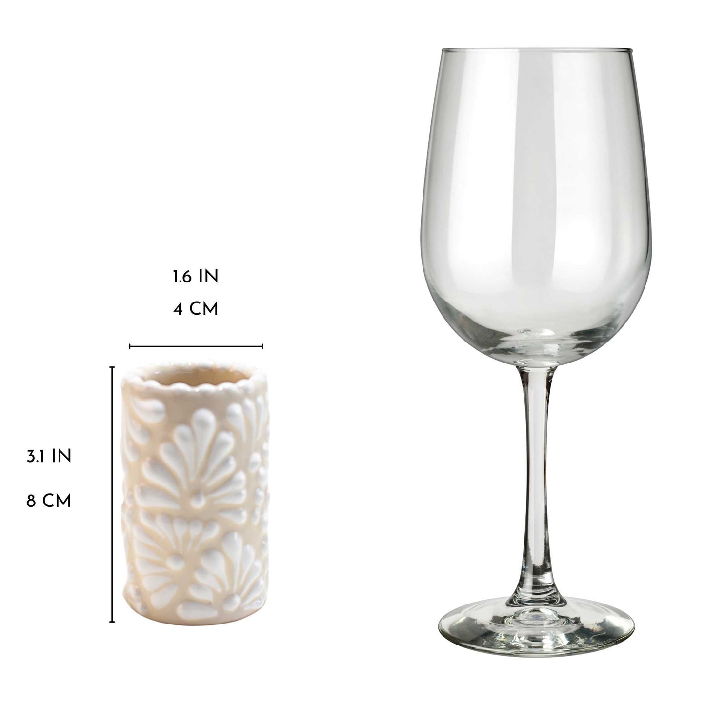 Vasos Tequileros | Cerámica de Talavera | (Blanco/Crema, 2 Oz.) - MAREY - Vaso Tequilero