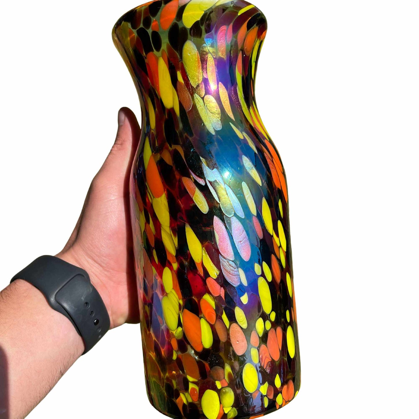 Botella de Vidrio Artesanal | Carafe | Jarra de Buró o Escritorio | Decantador | (Confetti Monarca, 1 Lt.) - MAREY - Decantador