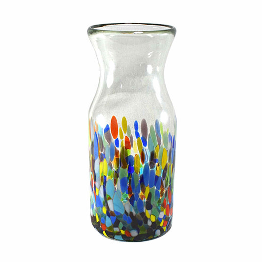 Botella de Vidrio Artesanal | Carafe | Jarra de Buro o Escritorio | Decantador | (Confetti Multicolor, 1 Lt.) - MAREY -