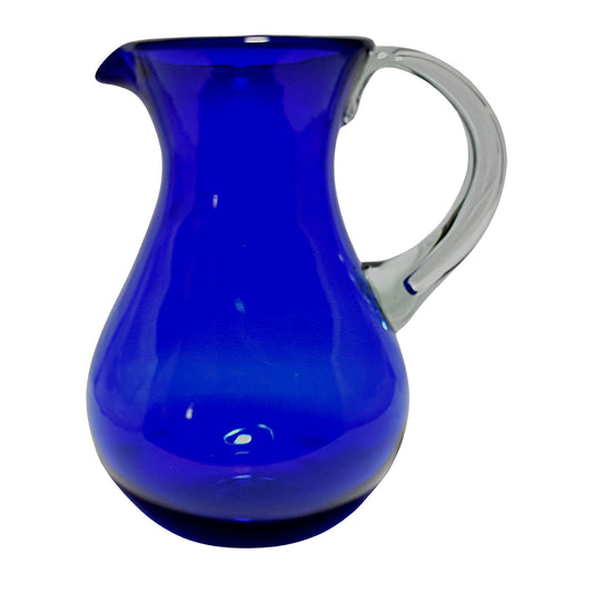 Jarra Pera para Agua de Vidrio Soplado Artesanalmente En México (Azul Cobalto, 2 Lt.) (Asa Natural) - MAREY -