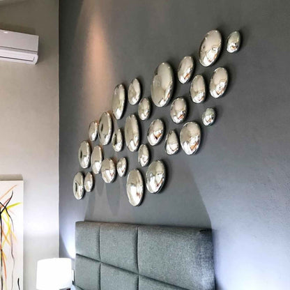 Handblown Glass Stone Wall Art | Wall Decor | Made in Mexico | (Silver, 8 - 30 cm.) - MAREY
