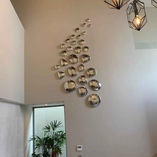 Mural de Piedras de Vidrio Soplado | Decoración de Muro | Hecho en México | (Plateadas, 8 - 30 cm.) - MAREY -
