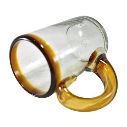 Handblown Beer Mug Made in Mexico | Set of 6 | (Amber Rim, Beer 16 Oz.) - MAREY