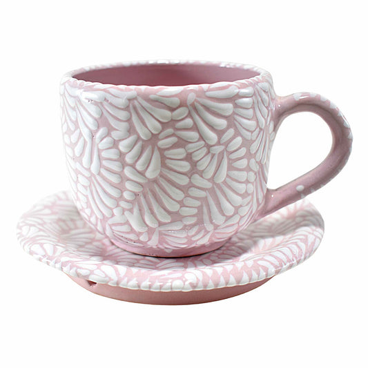 Taza de Café | Cerámica de Talavera | Hecho en Puebla, México | (Rosa, 12 Oz.) - MAREY - taza para cafe