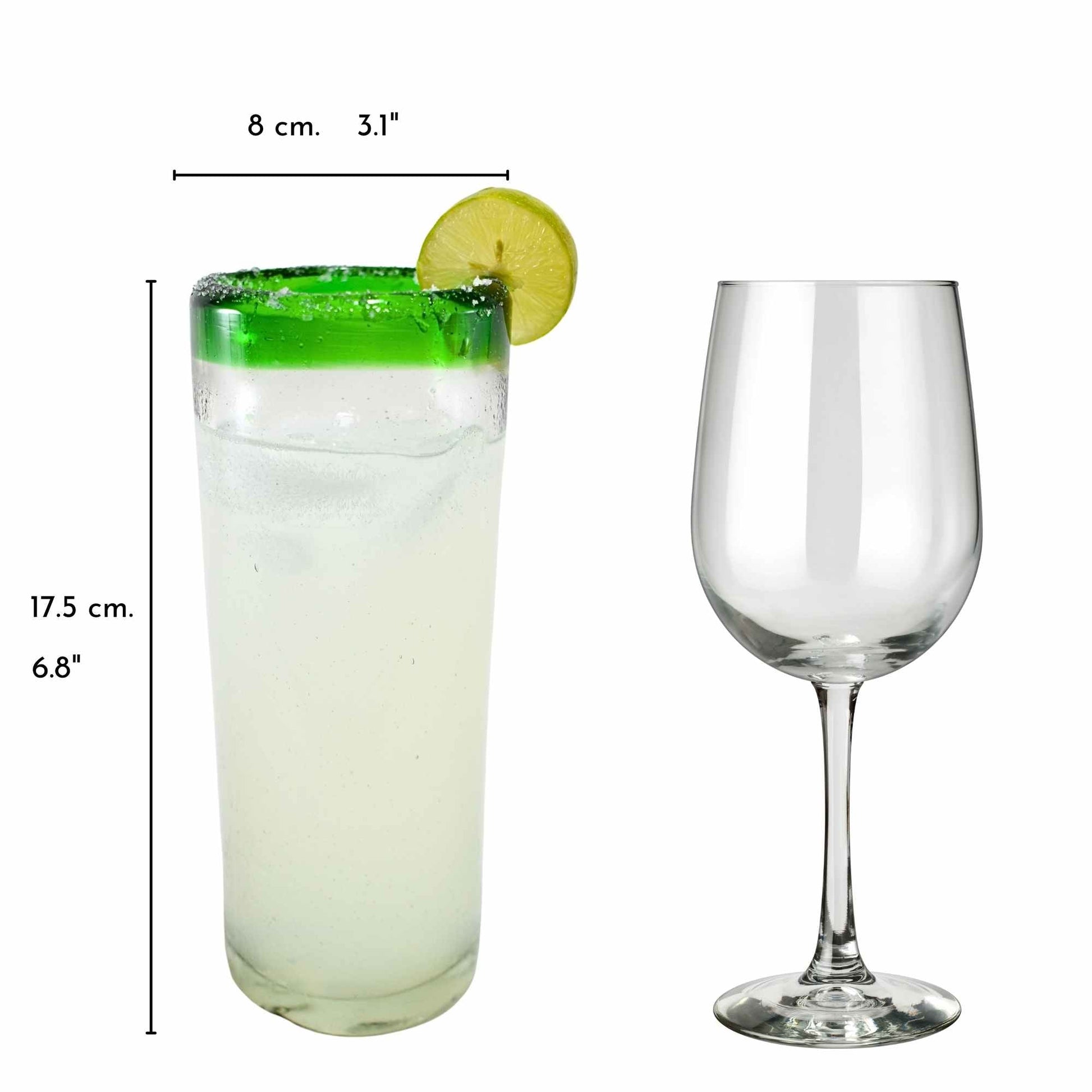 Vaso Jaibolero Vidrio Soplado | Artesanalmente Mexicano | (Posta Verde, Highball, 20 Oz.) - MAREY - Glasses