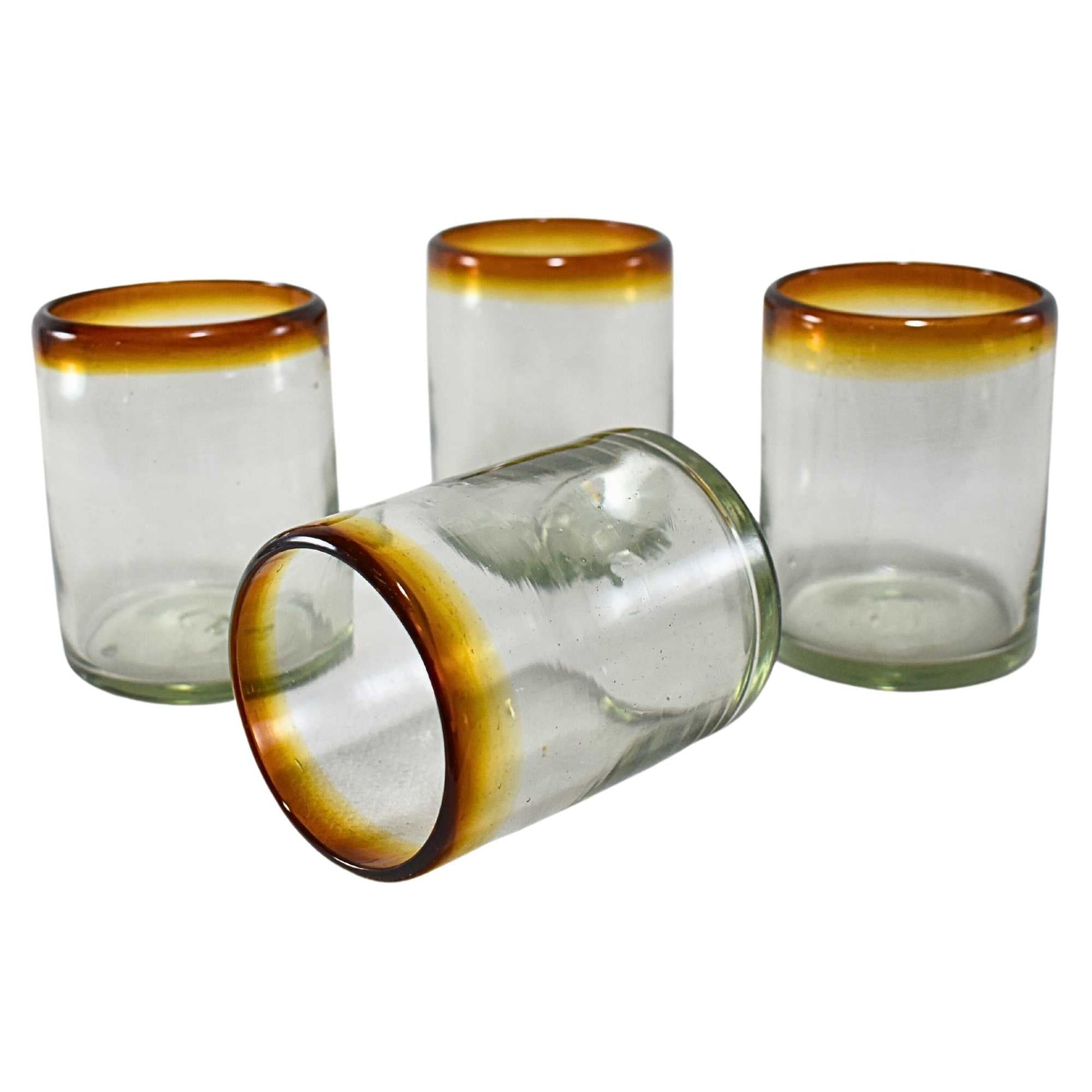 Vasos de Vidrio Soplado | Hechos Artesanalmente en México | (Posta Ámbar, Old Fashioned 10 Oz.) - MAREY - Vaso