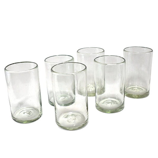 Vasos Vidrio Soplado Para Agua | Set de 6 Piezas | Hechos Artesanalmente en México | (Natural, Agua 16 Oz.) - MAREY -