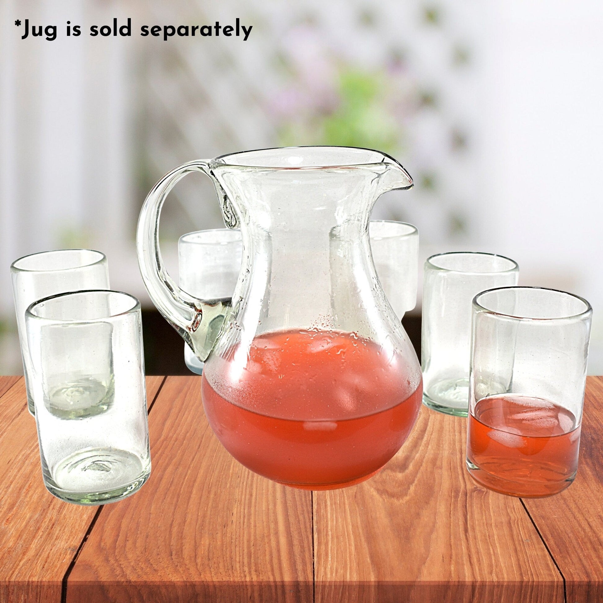 Vasos Vidrio Soplado Para Agua | Set de 6 Piezas | Hechos Artesanalmente en México | (Natural, Agua 16 Oz.) - MAREY -