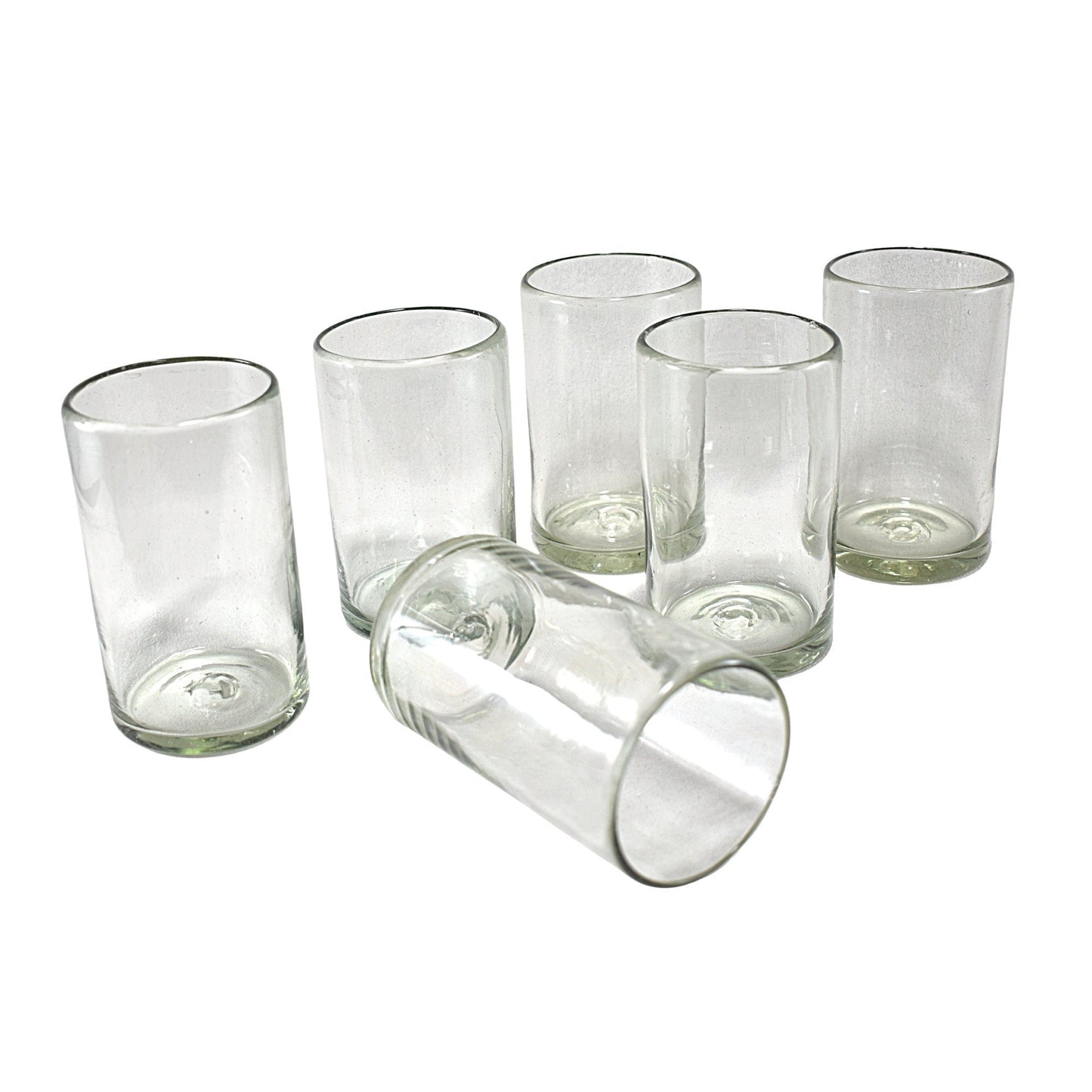 Vasos Vidrio Soplado Para Agua | Set de 6 Piezas | Hechos Artesanalmente en México | (Natural, Agua 16 Oz.) - MAREY -