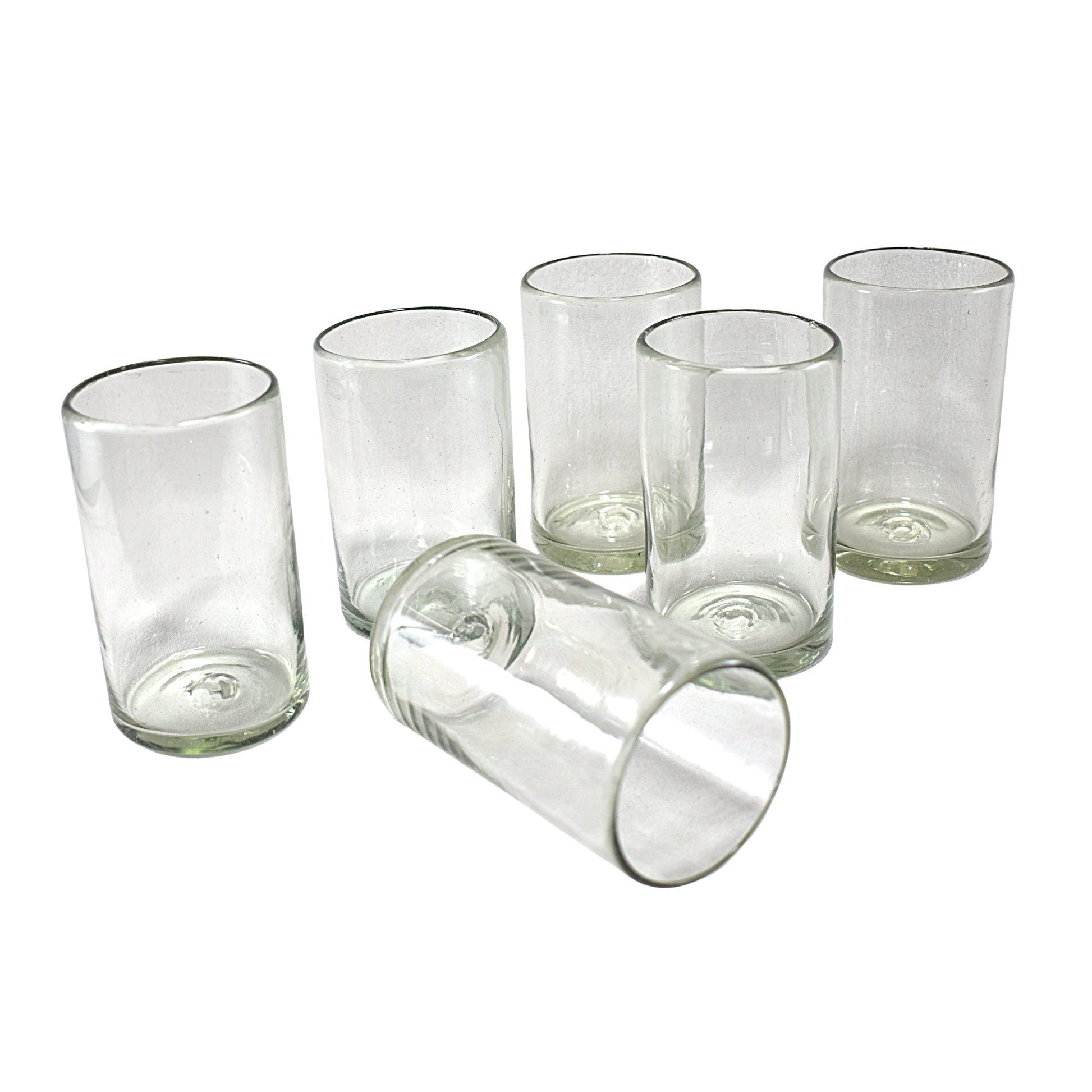 Vasos Vidrio Soplado Para Agua | Set de 6 Piezas | Hechos Artesanalmente en México | (Natural, Agua 16 Oz.) - MAREY -