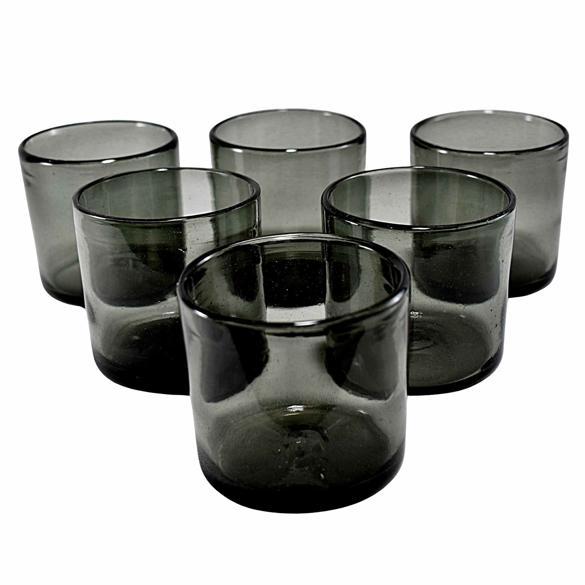 Vasos Vidrio Soplado | Set de 6 Piezas | Hechos Artesanalmente en México | Old Fashioned (Humo, 8 Oz.) - MAREY -