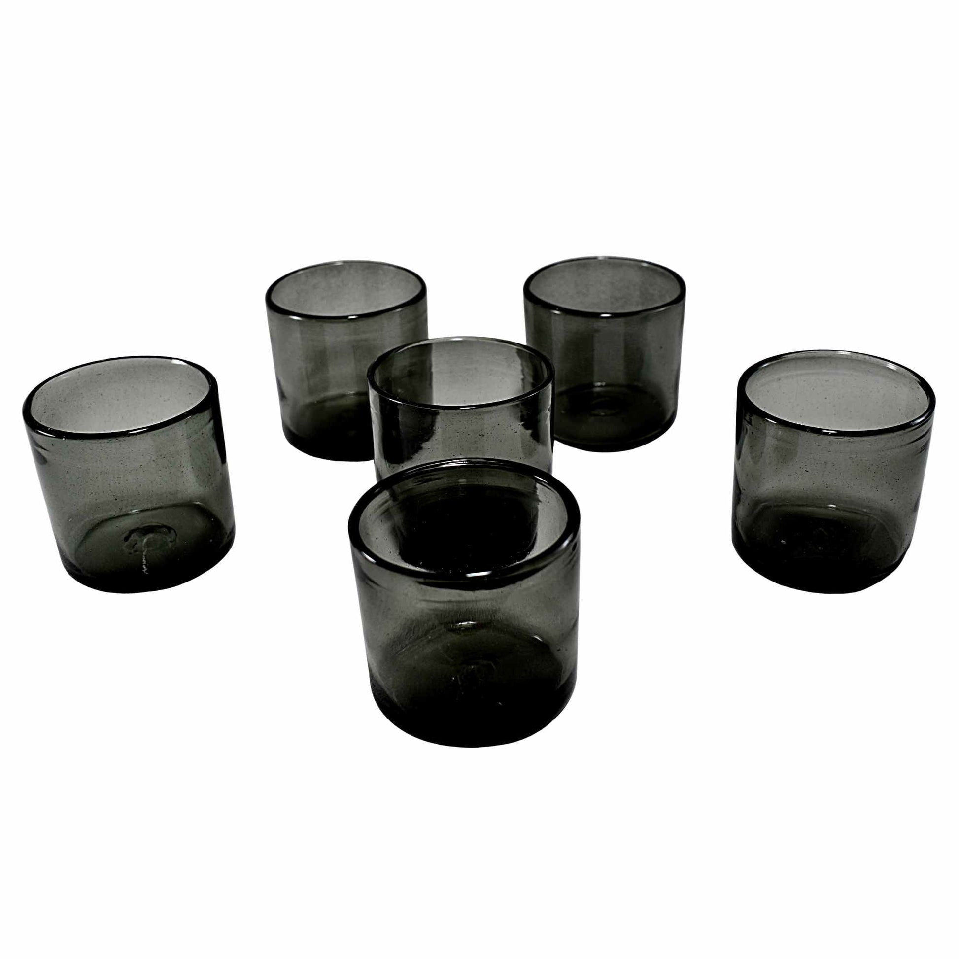 Vasos Vidrio Soplado | Set de 6 Piezas | Hechos Artesanalmente en México | Old Fashioned (Humo, 8 Oz.) - MAREY -